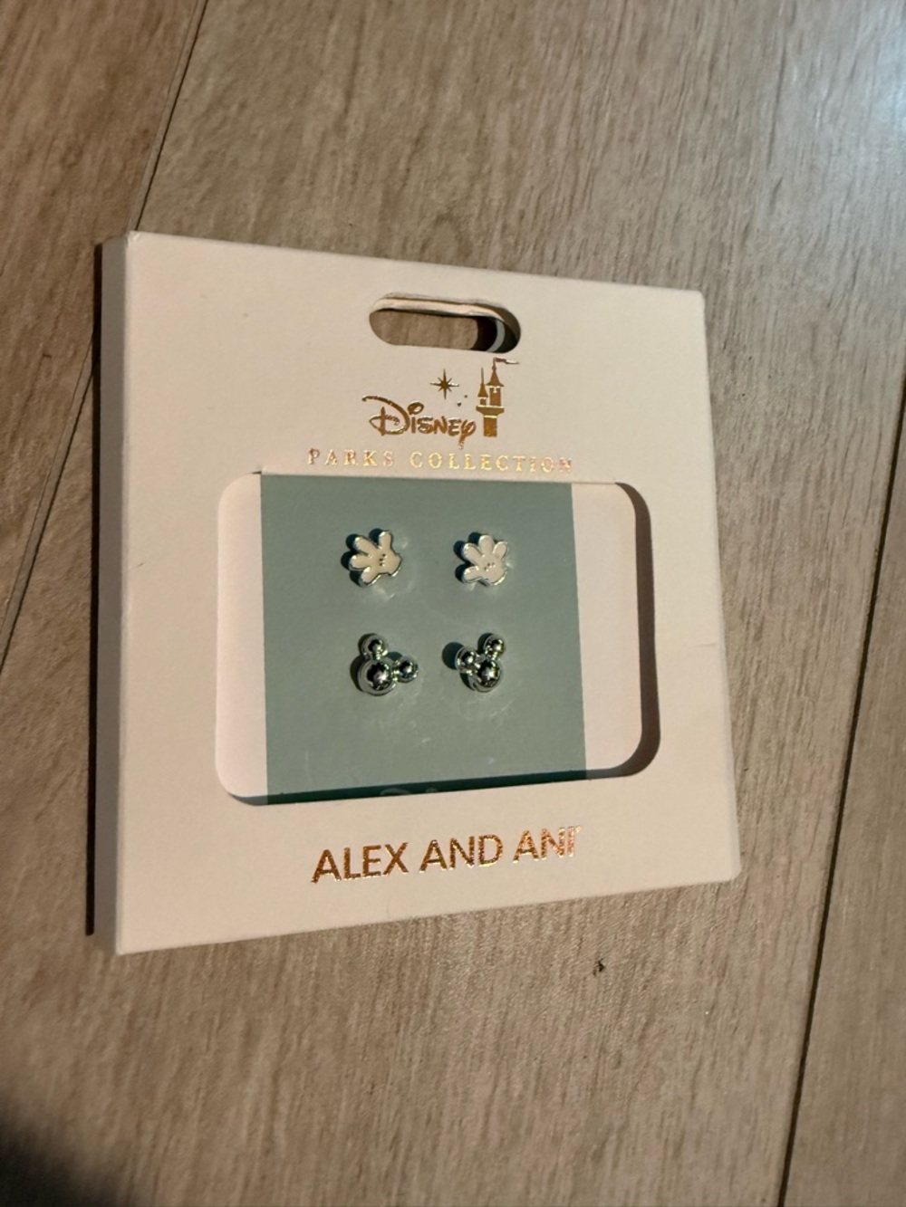 Disney Alex and Ani Silver Mickey Head & Glove Stud Earrings